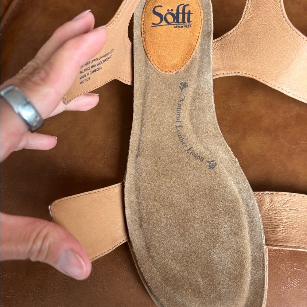 Sofft Verdi II Luggage Tan Cognac Leather Sandals Comfort Strap Spring Summer 9 - Picture 8 of 9
